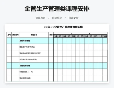 企管生产管理类课程安排