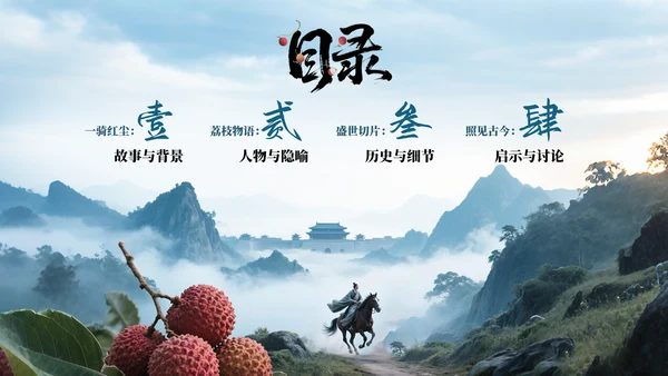 蓝色国风《长安的荔枝》读书分享PPT模板