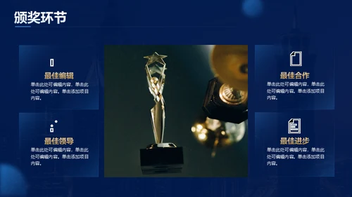 蓝金风格公司年会企业舞台商务大气通用PPT模板