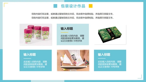 简约蓝色清新个人设计作品集PPT模板