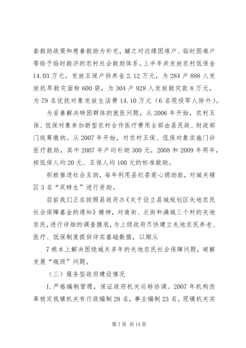 城关镇农村公共服务与社会管理工作汇报.docx