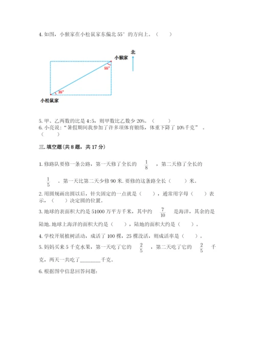 人教版六年级上册数学期末测试卷及答案（最新）.docx