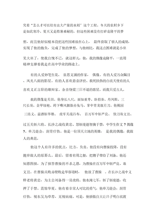 关于有关偶像作文500字集锦8篇范文精选