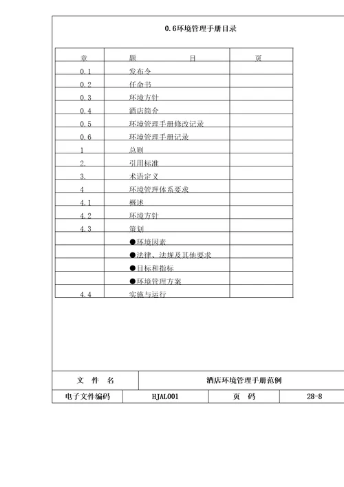 酒店环境管理手册范例