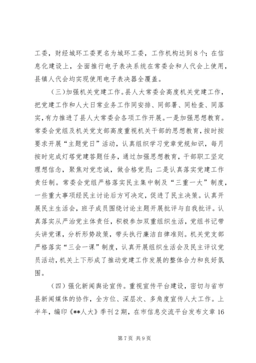 人大常委会上半年工作总结及下半年工作计划.docx