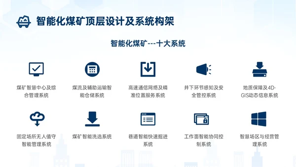 蓝色简约建筑智能化矿山技术煤矿工人ppt