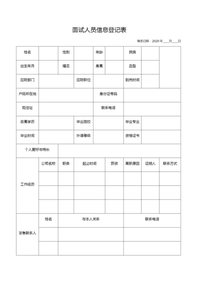 面试人员信息登记表11.docx