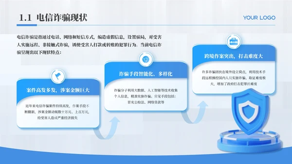 蓝色简约风反诈知识普及教育PPT模板