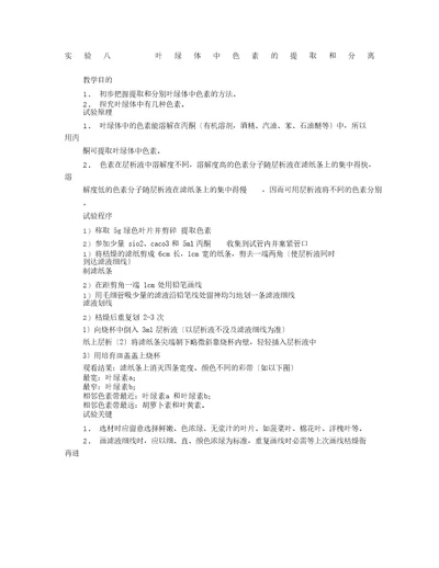 生物实验报告叶绿体中色素的提取和分离