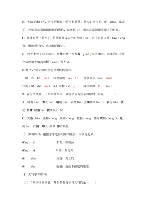 2023年小升初汉语拼音练习及答案.docx