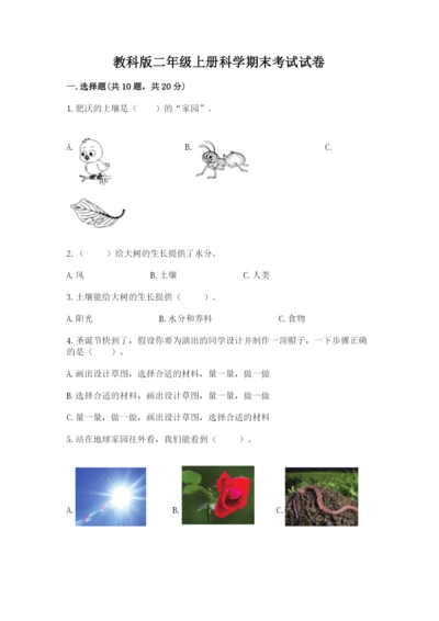 教科版二年级上册科学期末考试试卷含答案.docx