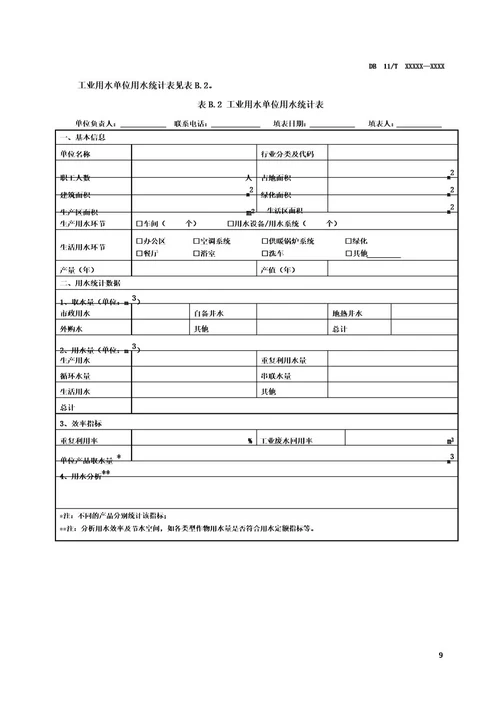 用水单位水计量器具台账和抄表记录用水统计表