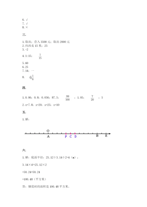 青岛版六年级数学下学期期末测试题带答案（典型题）.docx