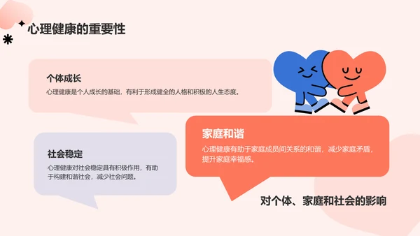 红色插画风心理健康主题班会PPT模板