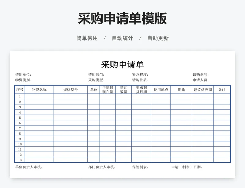 采购申请单模版