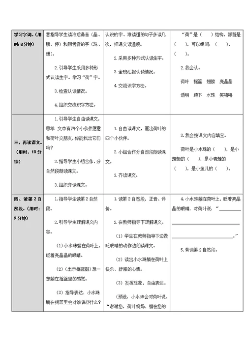 (部编)人教语文2011课标版一年级下册13.荷叶圆圆（第一课时）