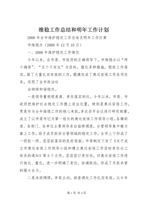 维稳工作总结和明年工作计划 (4).docx