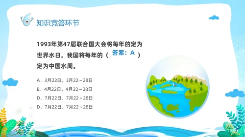 蓝色卡通儿童节约用水你我同行3月22日世界水日主题班会PPT