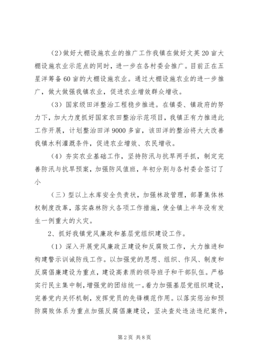 乡镇经济建设上半年总结.docx