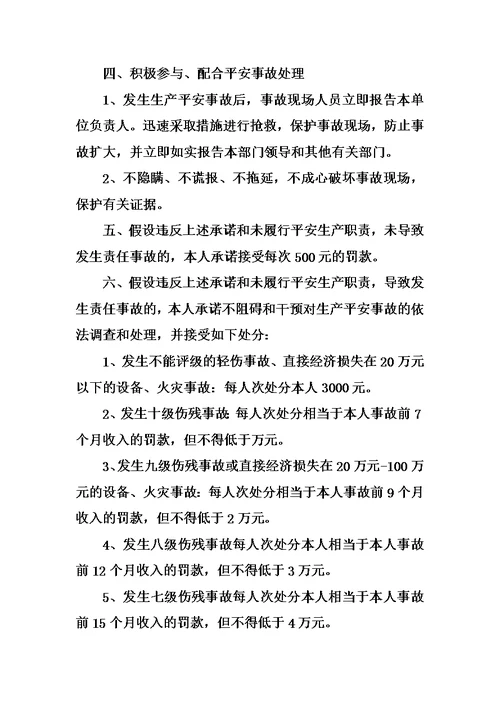 最新个人安全承诺书