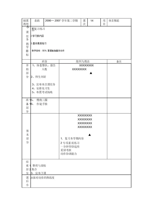 天津财经大学体育舞蹈课教案