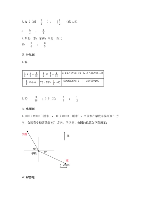 人教版六年级上册数学期末测试卷加精品答案.docx