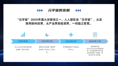 蓝色科技商务风探索元宇宙内容介绍PPT模板