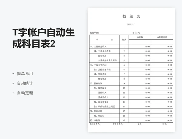 T字帐户自动生成科目表2