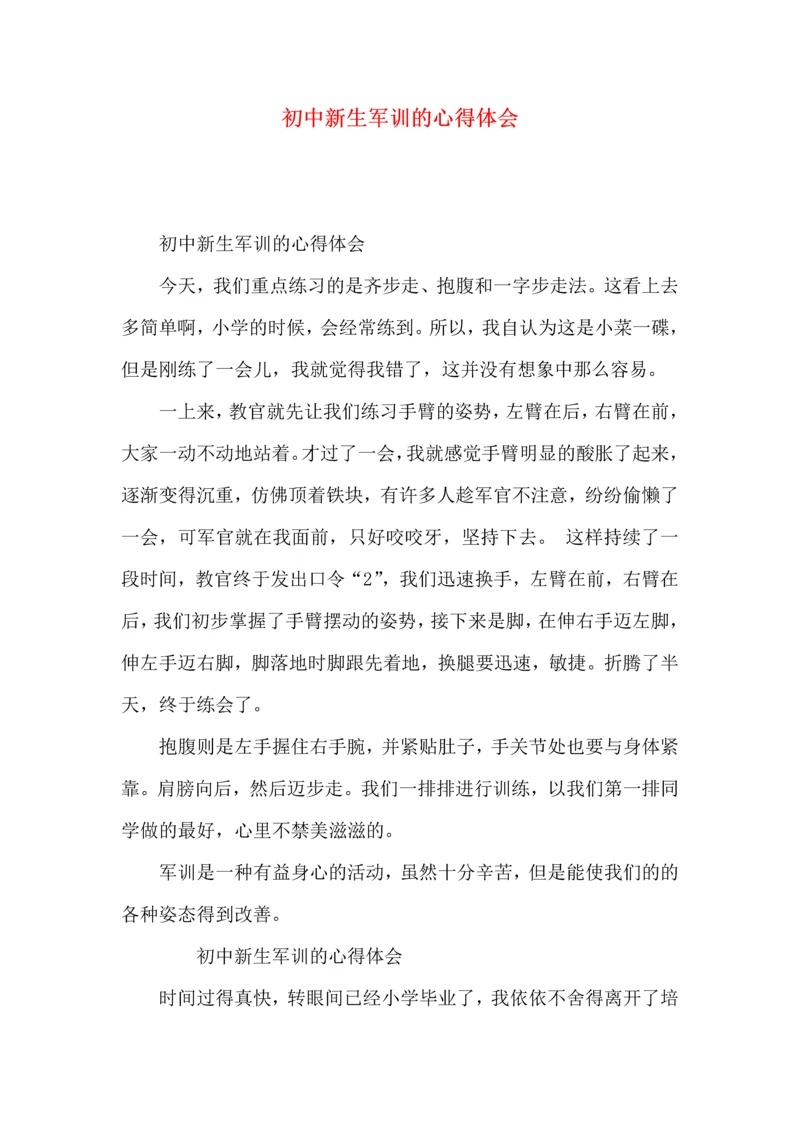 初中新生军训的心得体会.docx