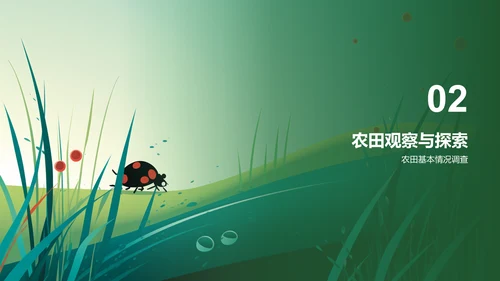 绿色插画农田观察与体验研究报告PPT模板