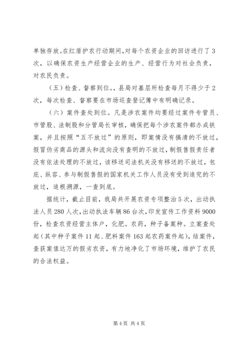 县工商局红盾护农行动汇报.docx