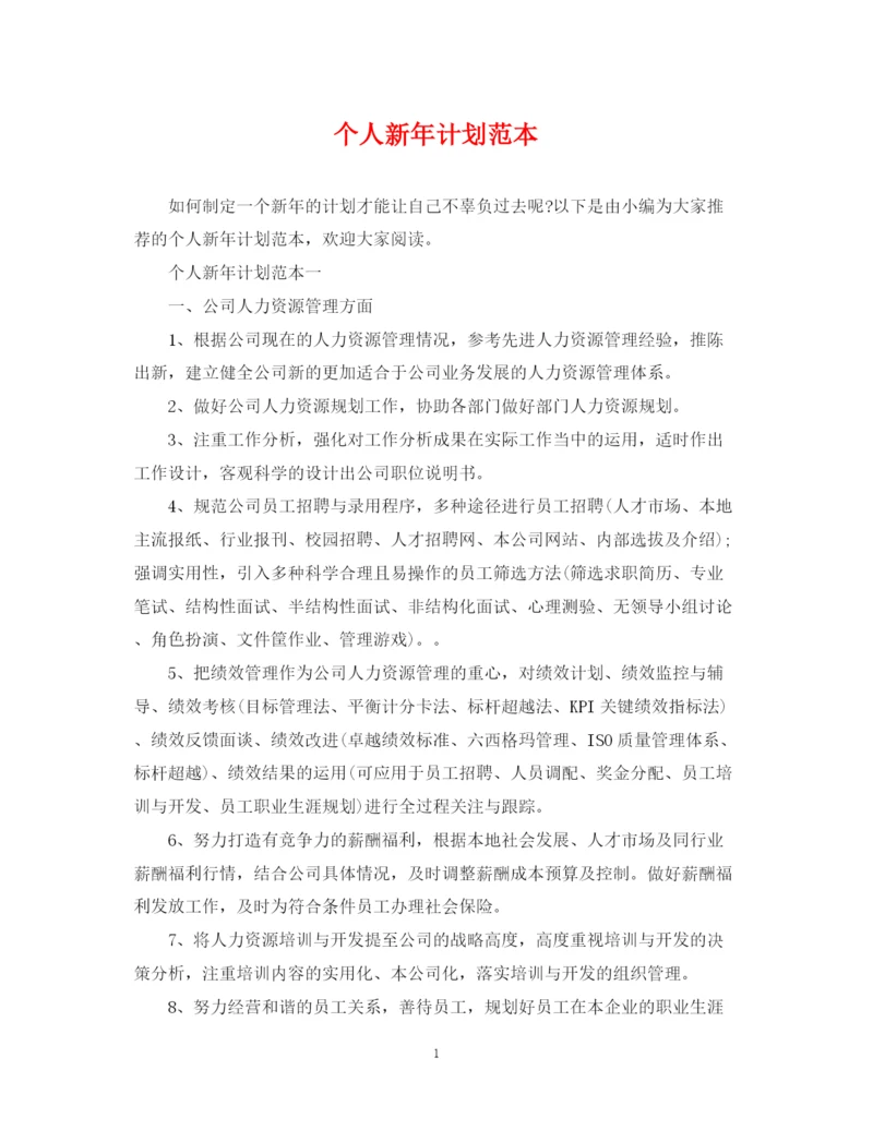 精编之个人新年计划范本.docx