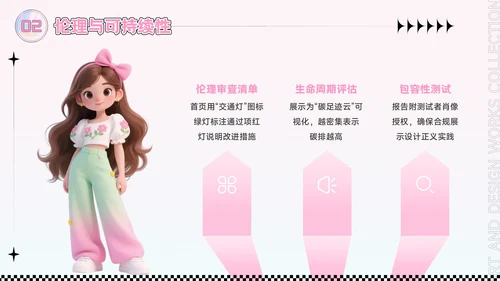 粉色潮流风艺术设计作品集PPT模板