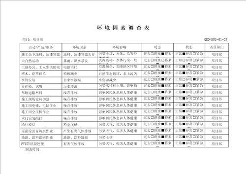 环境因素调查表已填内容