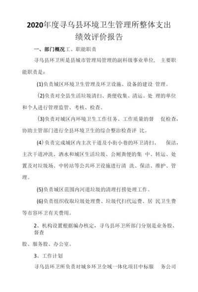 2020年度寻乌县环境卫生管理所整体支出绩效评价报告.docx