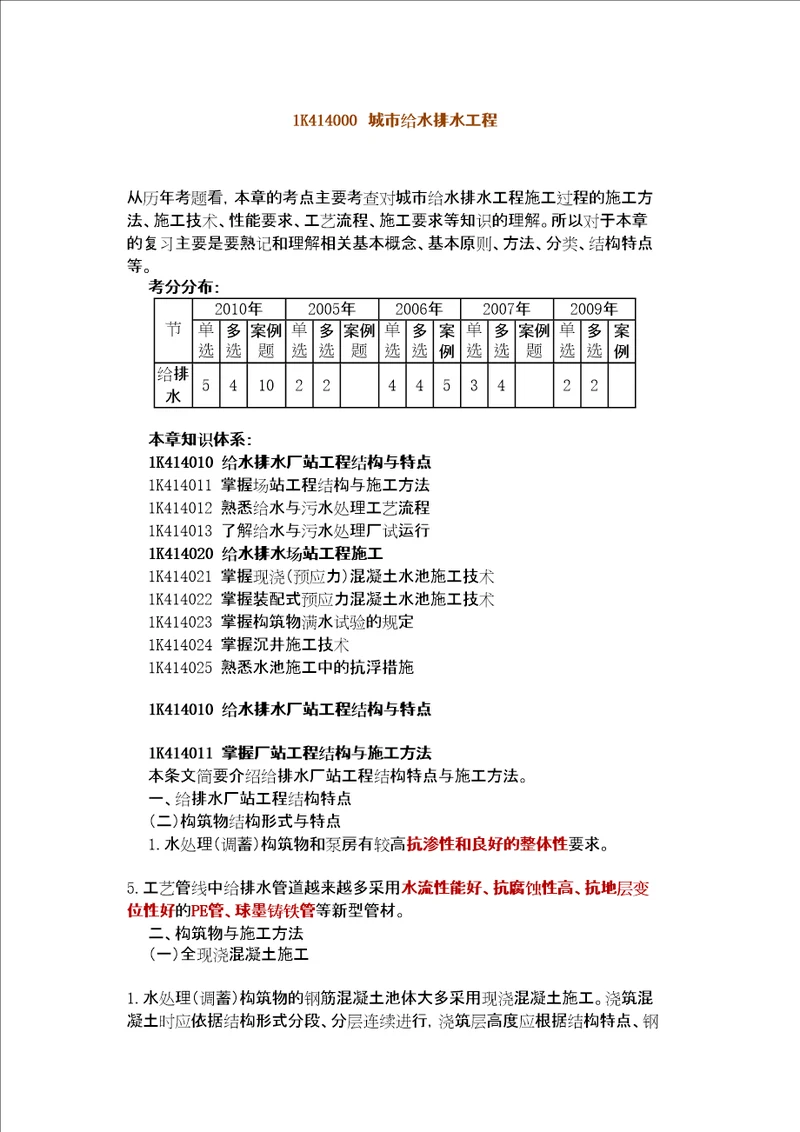 1K414000 城市给水排水工程共14页doc