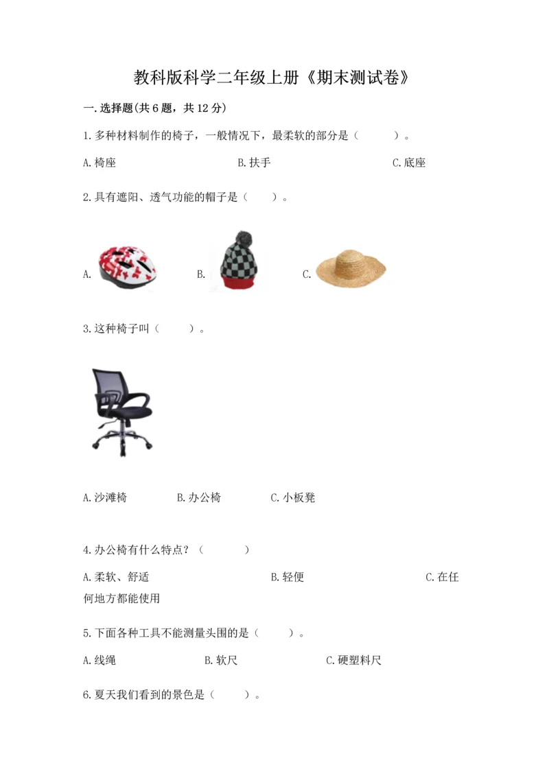 教科版科学二年级上册《期末测试卷》带答案（黄金题型）.docx