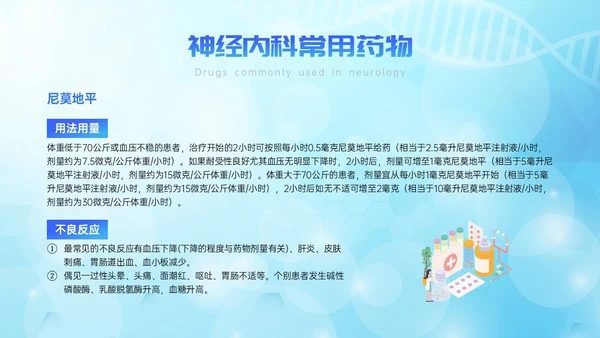 蓝色简约展板风神经内科常用药解析培训PPT课件