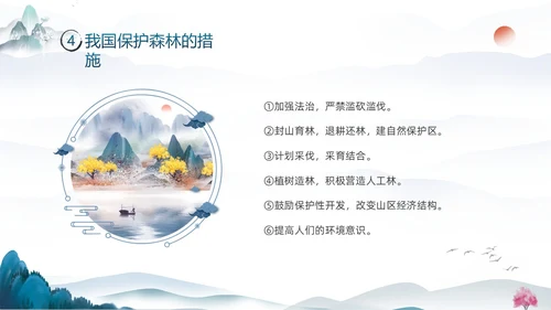 蓝色水墨中国风3月21日世界森林日保护森林爱护家园主题