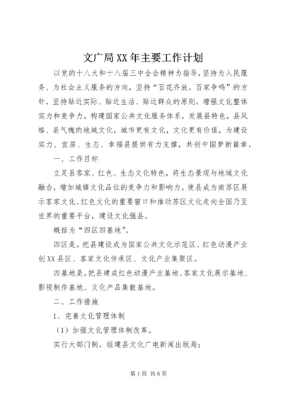 文广局XX年主要工作计划.docx