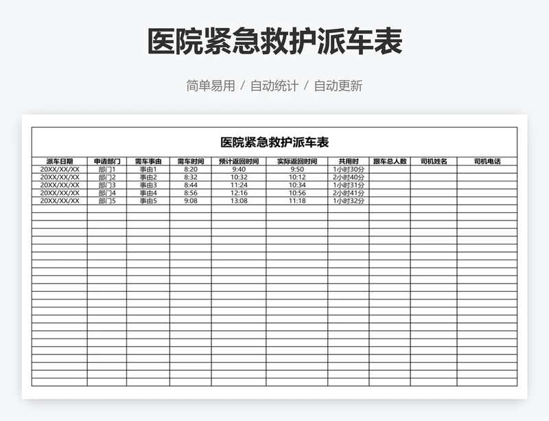 医院紧急救护派车表