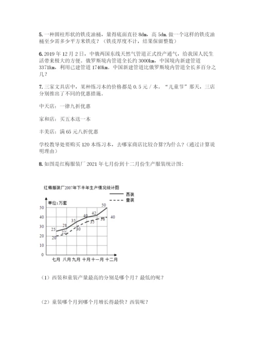 人教版六年级下册数学应用题100道可打印.docx