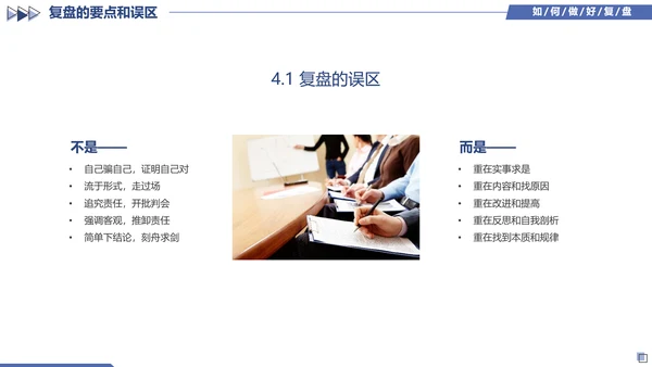 蓝色简约几何图形如何做好复盘工作培训PPT