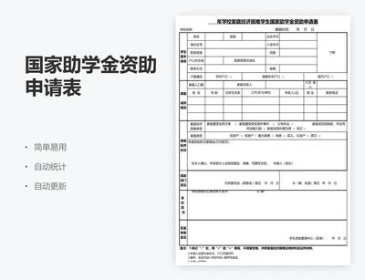 国家助学金资助申请表