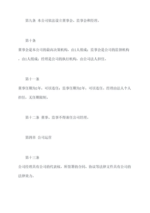 最新一个人的公司章程