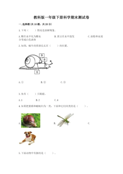 教科版一年级下册科学期末测试卷精品【名师系列】.docx