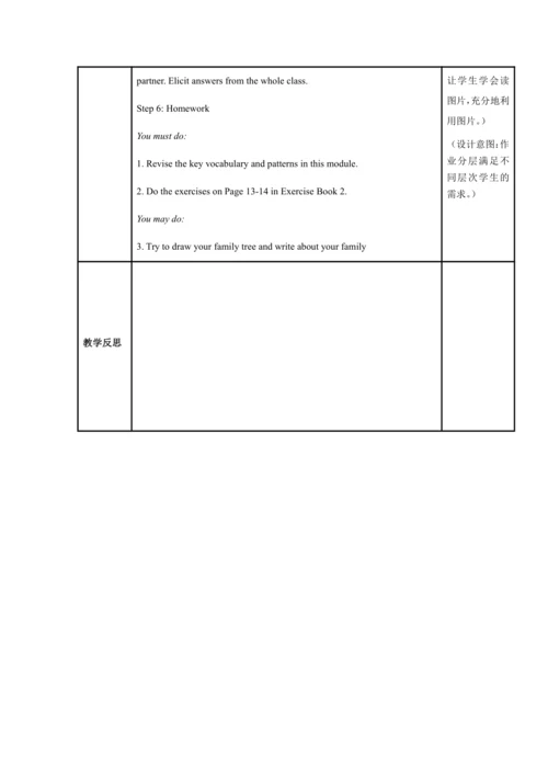 Module 2 My family 模块表格式教案（5课时）