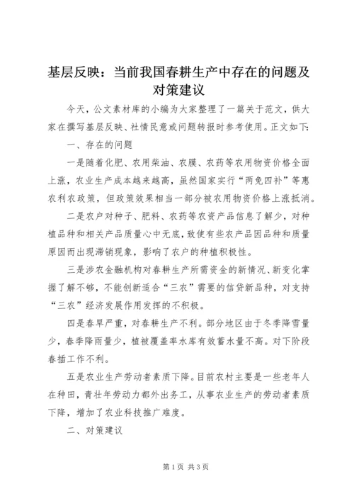 基层反映：当前我国春耕生产中存在的问题及对策建议.docx