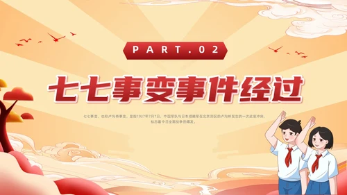 红色国潮风纪念七七事变勿忘国耻主题班会期末家长会