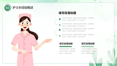 小清新风水彩花卉绿植护士长述职报告PPT